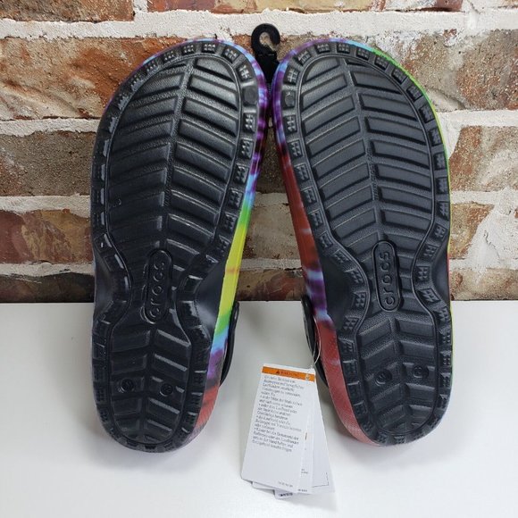Crocs Unisex Classic Tie-Dye Lined Clog - Multi/Black NWT Mens Size 12 - Picture 6 of 9